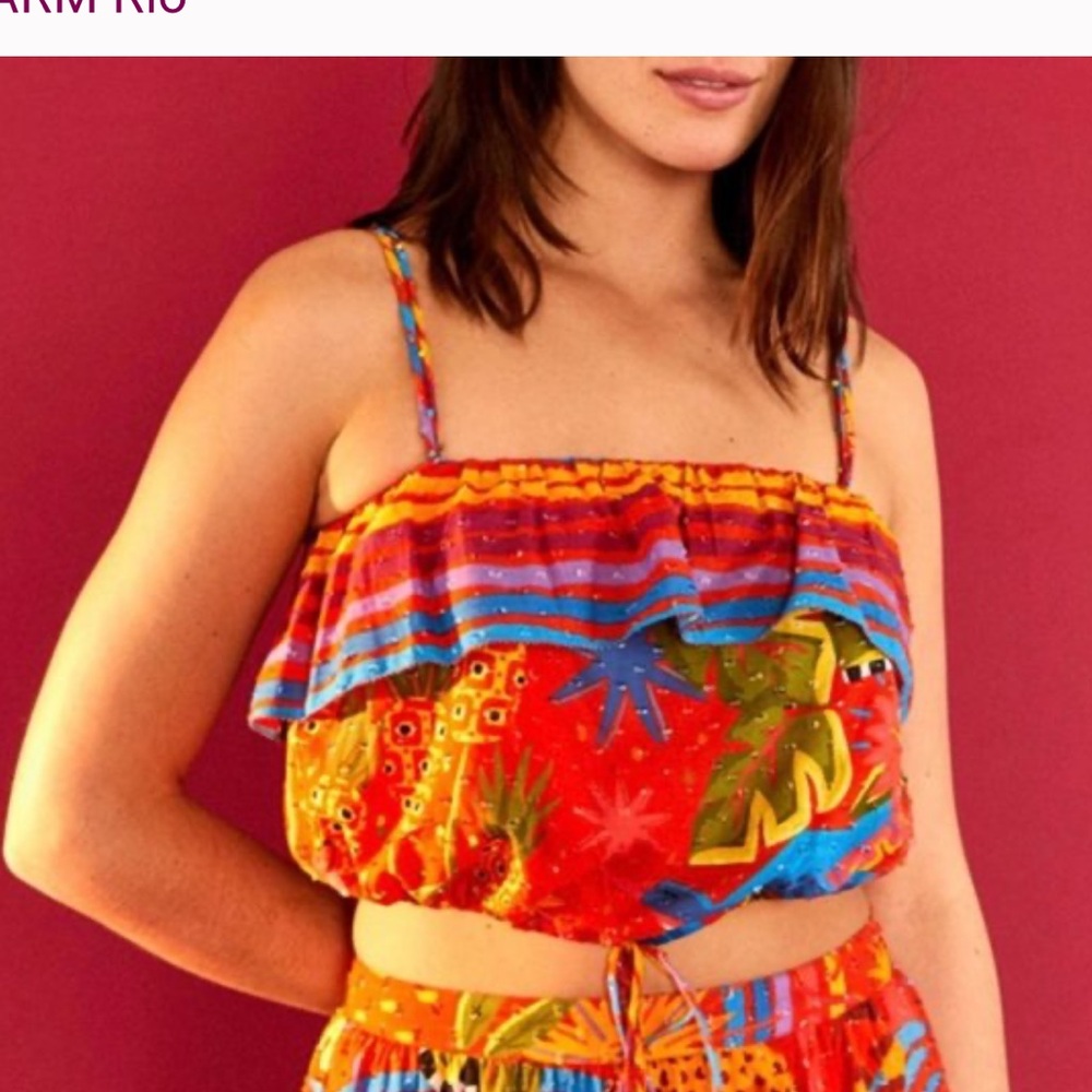 FARM Rio red magic crop top - Picture 2 of 5
